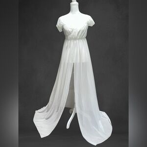 Goddess White Lace Lingerie‎ Maxi Gown